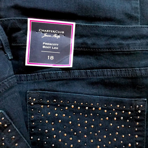Charter Club Boot Leg Jeans Embellished Pocket - Picture 2 of 3
